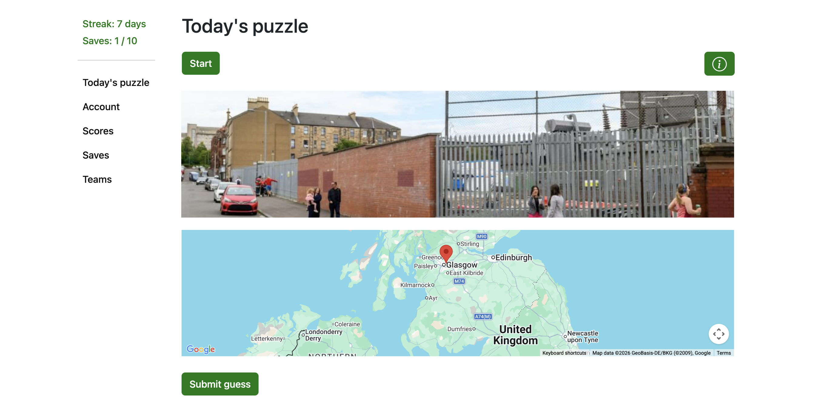 Screenshot of the puzzle screen
